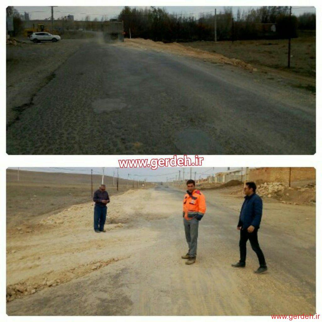 توسعه نقاط حادثه ساز جاده ورودی روستای گرده توسط اداره راهداری نمین